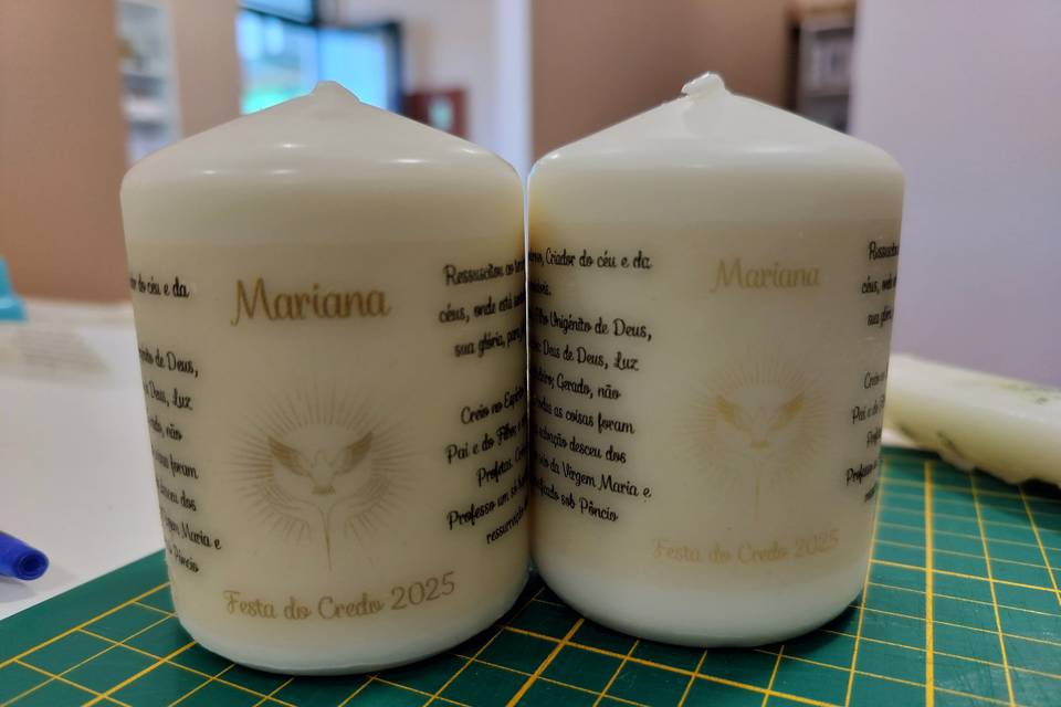 Vela estampada personalizada