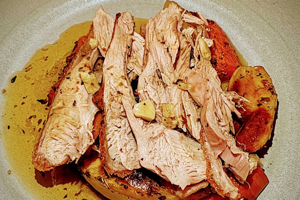 Shredded confit duck