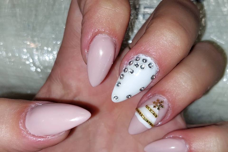 Gel com nail art natal