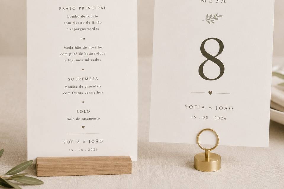 Menu + Marcadores de mesa