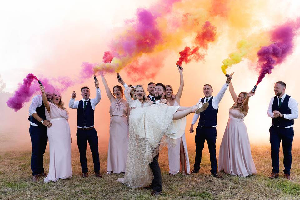 Bombas de fumo casamento