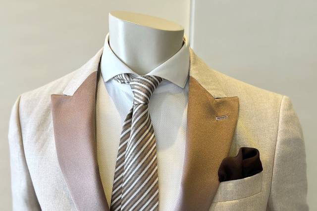 Fato bege linho Boss