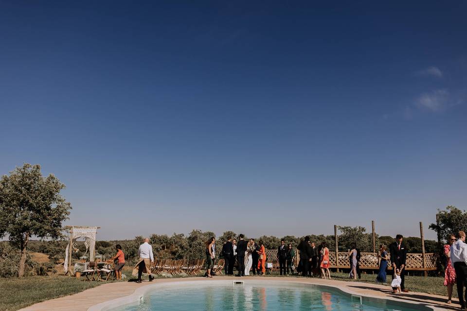 Piscina e jardim