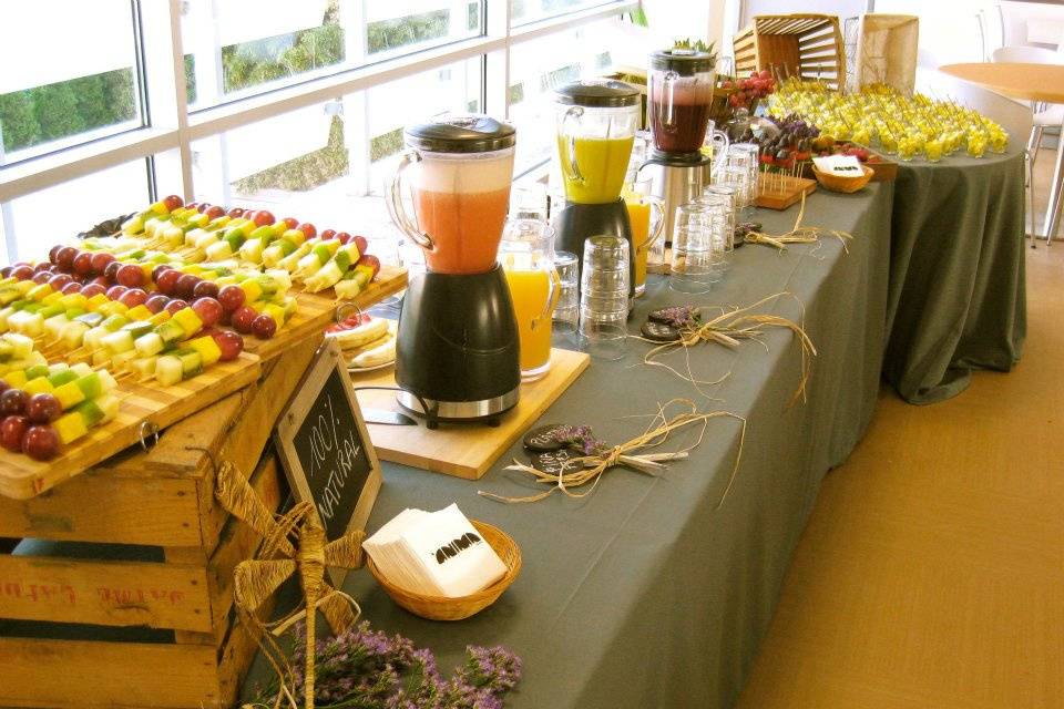 Buffet frutas e smoothies