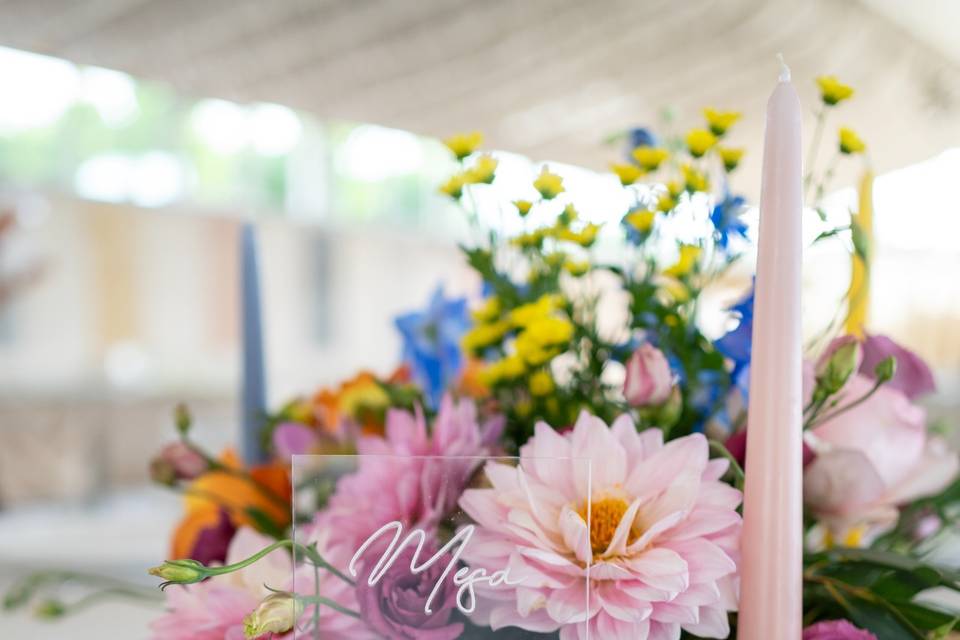 Marcação de mesa acrílico