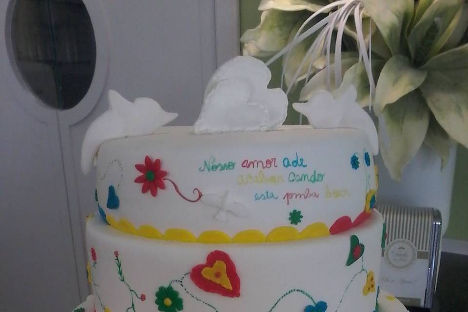 Bolo de casamento pintado a mã