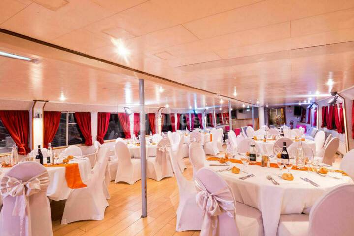 Wedding dinner on a boat