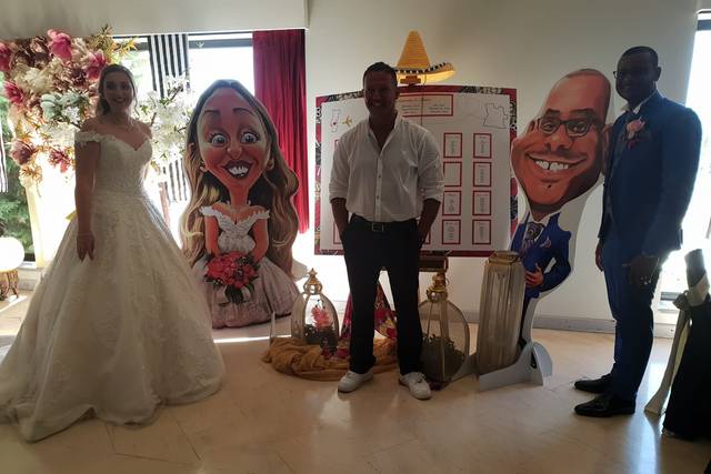 Placard caricaturas noivos