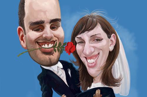 Caricatura de noivos casamento