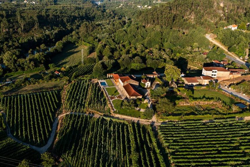 Vista aérea da Quinta e vinhas