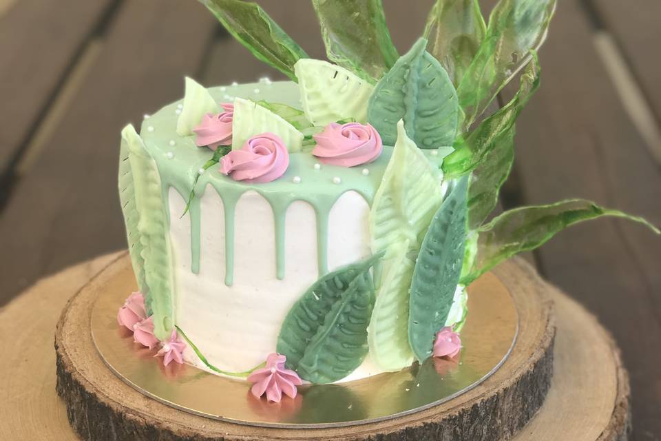 Green flower cake