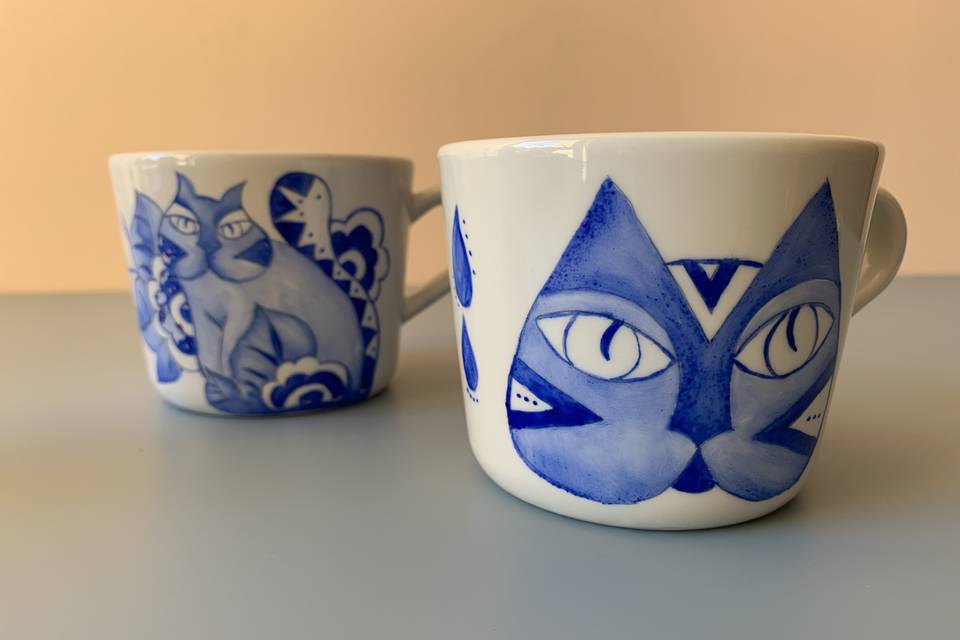 Chávenas gato azul