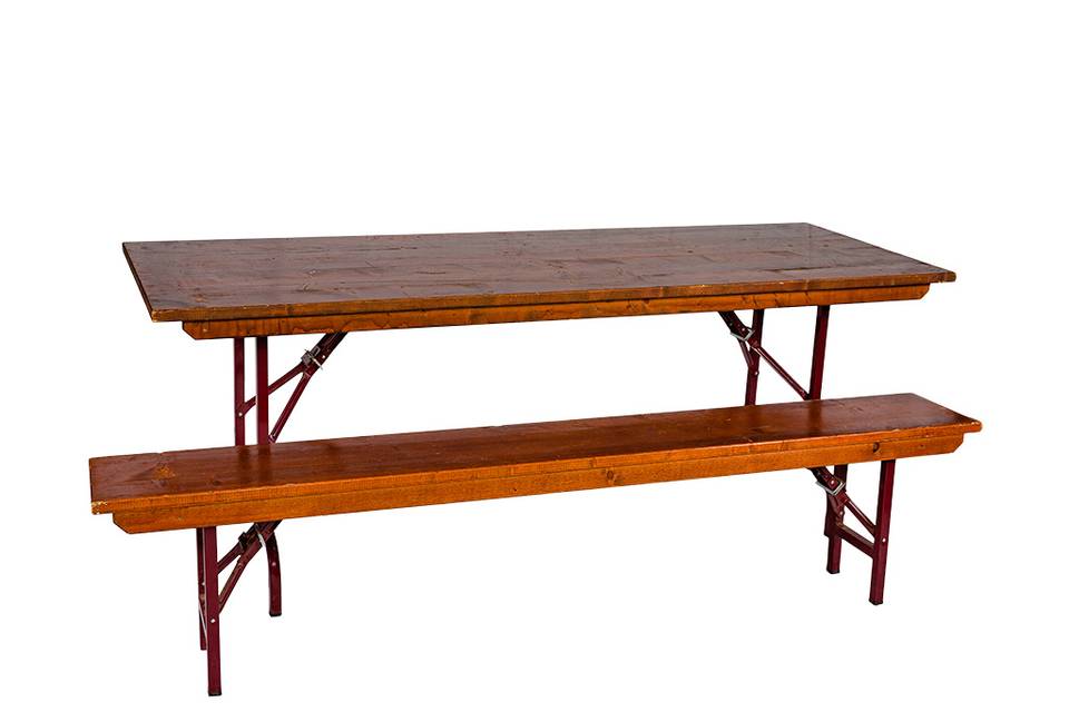 Mesa rústica + bancos