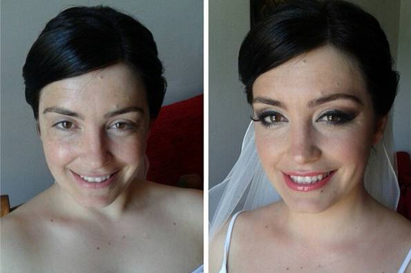Antes/depois maquilhagem noiva