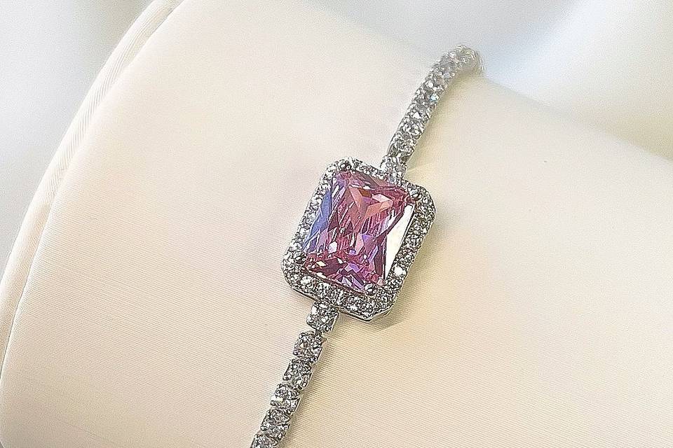 Pulseira cristais banho prata