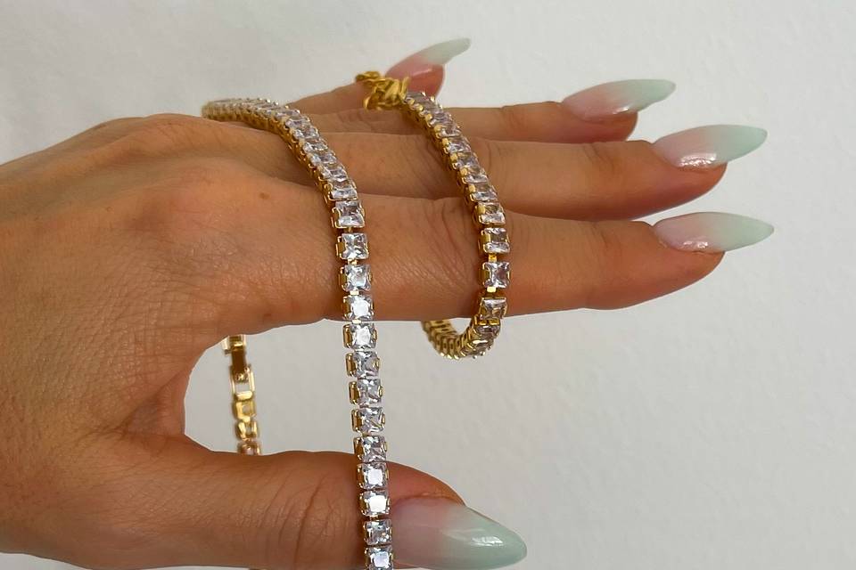 Conjunto de cristais em aço