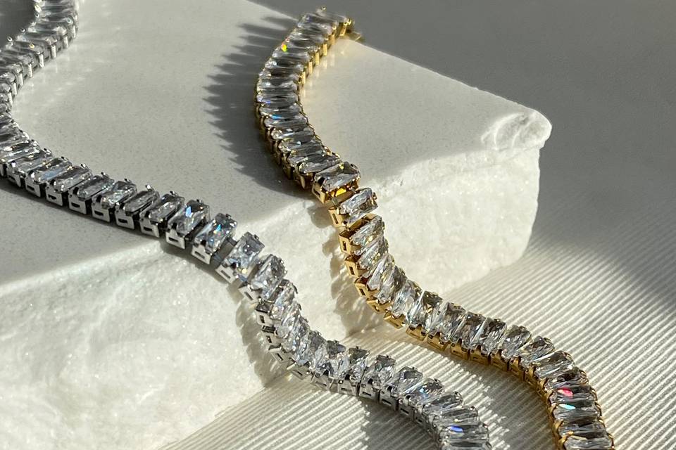 Pulseiras cristais em aço