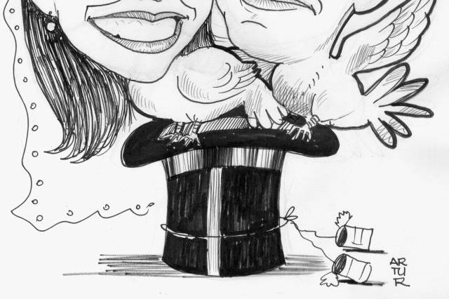 Caricatura dos noivos