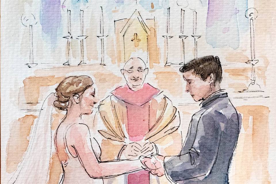 Cerimónia nupcial, no altar