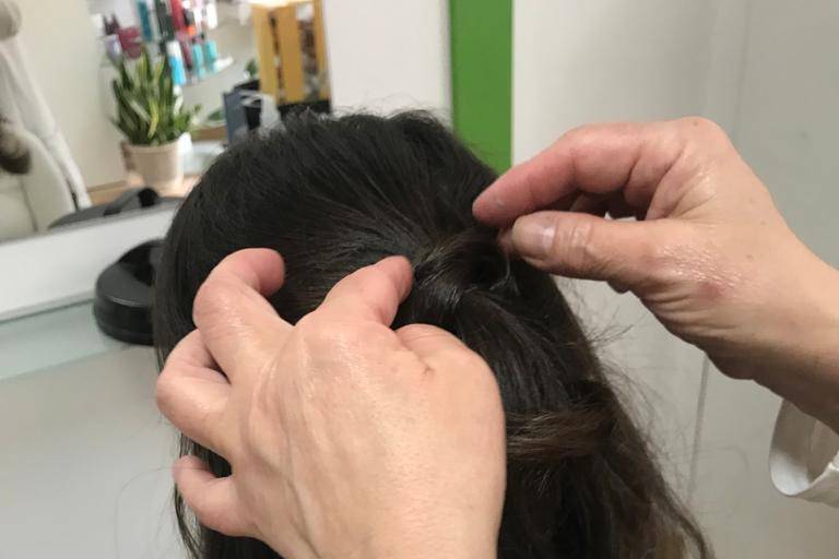 Preparação do penteado